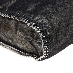 Stella McCartney Black Shimmering Faux Suede Large Falabella Tote For Women 22 Stella McCartney Black Shimmering Faux Suede Large Falabella Tote For Women -Stella McCartney Sales luxury women stella mccartney used handbags p556056 005