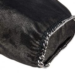Stella McCartney Black Shimmering Faux Suede Large Falabella Tote For Women 23 Stella McCartney Black Shimmering Faux Suede Large Falabella Tote For Women -Stella McCartney Sales luxury women stella mccartney used handbags p556056 006
