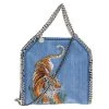 Stella McCartney Blue Denim Tiger Embroidered Mini Falabella Tote For Women