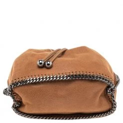 Stella McCartney Brown Faux Suede Falabella Drawstring Bucket Bag For Women -Stella McCartney Sales luxury women stella mccartney used handbags p560602 005