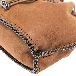 Stella McCartney Brown Faux Suede Falabella Drawstring Bucket Bag For Women -Stella McCartney Sales luxury women stella mccartney used handbags p560602 007