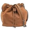 Stella McCartney Brown Faux Suede Falabella Drawstring Bucket Bag For Women -Stella McCartney Sales luxury women stella mccartney used handbags p560602 009