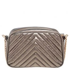 Stella McCartney Metallic Olive Green Quilted Faux Leather Stella Star Crossbody Bag For Women -Stella McCartney Sales luxury women stella mccartney used handbags p561591 010