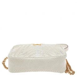 Stella McCartney White Python Embossed Faux Leather Star Crossbody Bag For Women -Stella McCartney Sales luxury women stella mccartney used handbags p561629 005