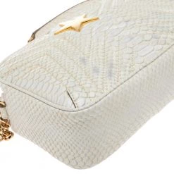 Stella McCartney White Python Embossed Faux Leather Star Crossbody Bag For Women -Stella McCartney Sales luxury women stella mccartney used handbags p561629 006