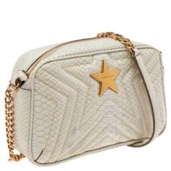 Stella McCartney White Python Embossed Faux Leather Star Crossbody Bag For Women -Stella McCartney Sales luxury women stella mccartney used handbags p561629 010