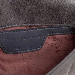 Stella McCartney Grey Quilted Faux Suede Studded Falabella Flap Shoulder Bag For Women -Stella McCartney Sales luxury women stella mccartney used handbags p561666 002