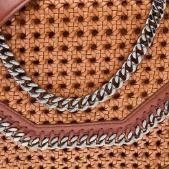 Stella McCartney Copper/Tan Woven Faux Leather Falabella Box Shoulder Bag For Women -Stella McCartney Sales luxury women stella mccartney used handbags p562387 008