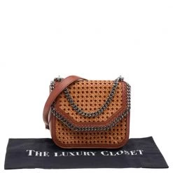 Stella McCartney Copper/Tan Woven Faux Leather Falabella Box Shoulder Bag For Women -Stella McCartney Sales luxury women stella mccartney used handbags p562387 009
