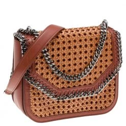 Stella McCartney Copper/Tan Woven Faux Leather Falabella Box Shoulder Bag For Women -Stella McCartney Sales luxury women stella mccartney used handbags p562387 012