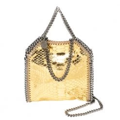 Stella McCartney Gold Faux Python Leather Tiny Falabella Tote For Women