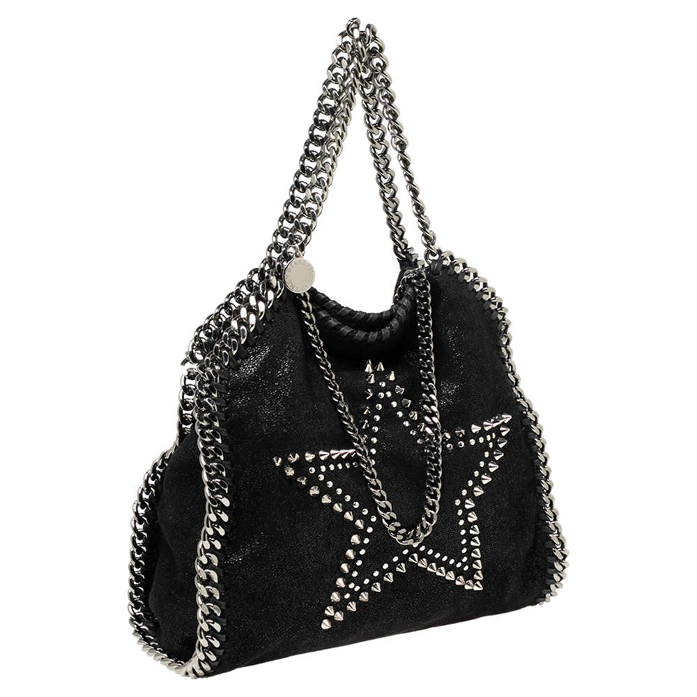 Stella McCartney Black Faux Suede Mini Falabella Star Studded Tote For Women 5 Stella McCartney Black Faux Suede Mini Falabella Star Studded Tote For Women - Image 3
