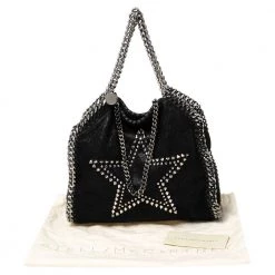 Stella McCartney Black Faux Suede Mini Falabella Star Studded Tote For Women 21 Stella McCartney Black Faux Suede Mini Falabella Star Studded Tote For Women -Stella McCartney Sales luxury women stella mccartney used handbags p566544 009