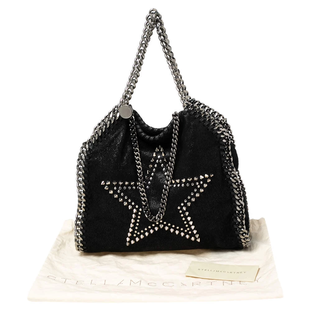 Stella McCartney Black Faux Suede Mini Falabella Star Studded Tote For Women 11 Stella McCartney Black Faux Suede Mini Falabella Star Studded Tote For Women - Image 9