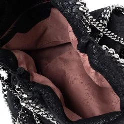 Stella McCartney Black Faux Suede Mini Falabella Star Studded Tote For Women 19 Stella McCartney Black Faux Suede Mini Falabella Star Studded Tote For Women -Stella McCartney Sales luxury women stella mccartney used handbags p566544 011