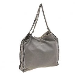 Stella McCartney Grey Shimmer Faux Suede Small Falabella Tote For Women -Stella McCartney Sales luxury women stella mccartney used handbags p570756 009