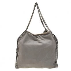 Stella McCartney Grey Shimmer Faux Suede Small Falabella Tote For Women -Stella McCartney Sales luxury women stella mccartney used handbags p570756 011