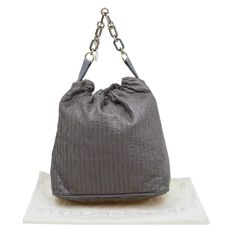 Stella McCartney Grey Faux Leather Slouchy Hobo For Women 19 Stella McCartney Grey Faux Leather Slouchy Hobo For Women - Image 17