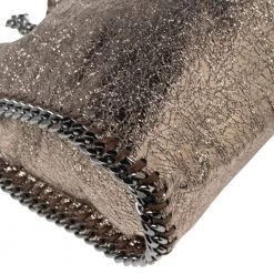 Stella McCartney Metallic Gold Crackled Faux Leather Mini Falabella Tote For Women -Stella McCartney Sales luxury women stella mccartney used handbags p575348 004