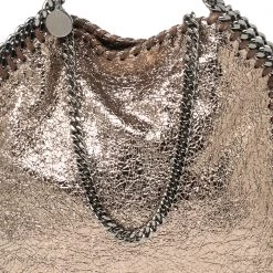 Stella McCartney Metallic Gold Crackled Faux Leather Mini Falabella Tote For Women -Stella McCartney Sales luxury women stella mccartney used handbags p575348 006