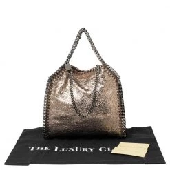 Stella McCartney Metallic Gold Crackled Faux Leather Mini Falabella Tote For Women -Stella McCartney Sales luxury women stella mccartney used handbags p575348 008