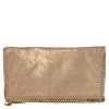 Stella McCartney Gold/Beige Shimmering Fabric Falabella Foldover Clutch For Women 1 Stella McCartney Gold/Beige Shimmering Fabric Falabella Foldover Clutch For Women -Stella McCartney Sales luxury women stella mccartney used handbags p580969 009