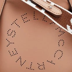Stella McCartney Beige Faux Leather Mini Perforated Logo Crossbody Bag For Women -Stella McCartney Sales luxury women stella mccartney used handbags p594529 009
