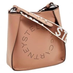 Stella McCartney Beige Faux Leather Mini Perforated Logo Crossbody Bag For Women -Stella McCartney Sales luxury women stella mccartney used handbags p594529 011