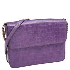 Stella McCartney Purple Faux Crocodile Leather Flap Crossbody Bag For Women -Stella McCartney Sales luxury women stella mccartney used handbags p598106 003