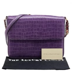 Stella McCartney Purple Faux Crocodile Leather Flap Crossbody Bag For Women -Stella McCartney Sales luxury women stella mccartney used handbags p598106 004