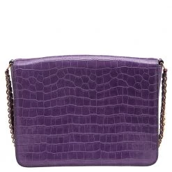 Stella McCartney Purple Faux Crocodile Leather Flap Crossbody Bag For Women -Stella McCartney Sales luxury women stella mccartney used handbags p598106 005