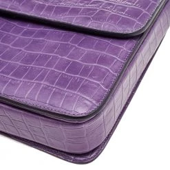 Stella McCartney Purple Faux Crocodile Leather Flap Crossbody Bag For Women -Stella McCartney Sales luxury women stella mccartney used handbags p598106 010