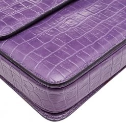 Stella McCartney Purple Faux Crocodile Leather Flap Crossbody Bag For Women -Stella McCartney Sales luxury women stella mccartney used handbags p598106 011