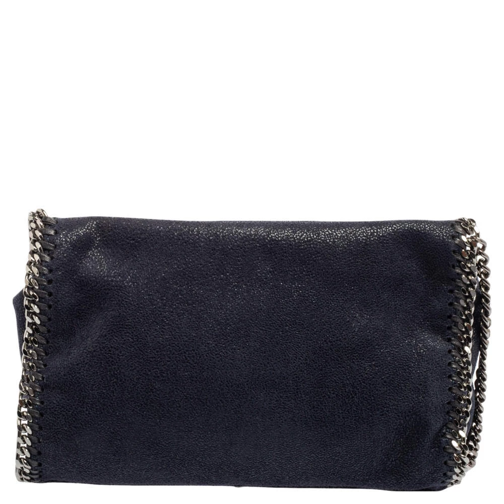 Stella McCartney Navy Blue Faux Suede Falabella Flap Shoulder Bag For Women 6 Stella McCartney Navy Blue Faux Suede Falabella Flap Shoulder Bag For Women - Image 4