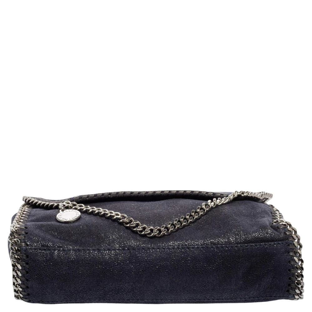 Stella McCartney Navy Blue Faux Suede Falabella Flap Shoulder Bag For Women 8 Stella McCartney Navy Blue Faux Suede Falabella Flap Shoulder Bag For Women - Image 6