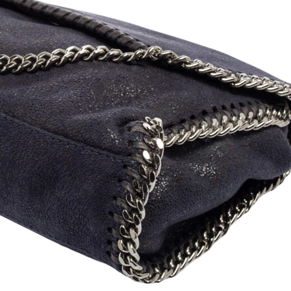 Stella McCartney Navy Blue Faux Suede Falabella Flap Shoulder Bag For Women 15 Stella McCartney Navy Blue Faux Suede Falabella Flap Shoulder Bag For Women - Image 13