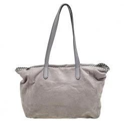 Stella McCartney Grey Faux Leather Falabella Shopper Tote For Women
