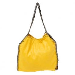 Stella McCartney Yellow Faux Suede Small Falabella Tote For Women -Stella McCartney Sales luxury women stella mccartney used handbags p602294 005
