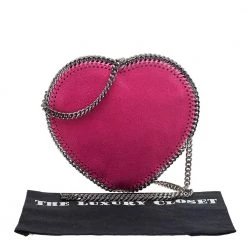 Stella McCartney Pink Faux Suede Falabella Heart Crossbody Bag For Women -Stella McCartney Sales luxury women stella mccartney used handbags p603056 001