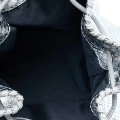 Stella McCartney Metallic Silver Faux Python Leather Falabella Bucket Bag For Women -Stella McCartney Sales luxury women stella mccartney used handbags p608894 001