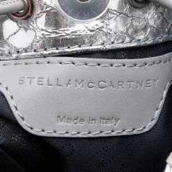 Stella McCartney Metallic Silver Faux Python Leather Falabella Bucket Bag For Women -Stella McCartney Sales luxury women stella mccartney used handbags p608894 002