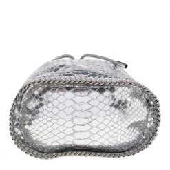 Stella McCartney Metallic Silver Faux Python Leather Falabella Bucket Bag For Women -Stella McCartney Sales luxury women stella mccartney used handbags p608894 003