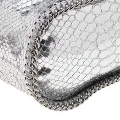 Stella McCartney Metallic Silver Faux Python Leather Falabella Bucket Bag For Women -Stella McCartney Sales luxury women stella mccartney used handbags p608894 004