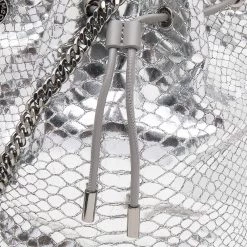 Stella McCartney Metallic Silver Faux Python Leather Falabella Bucket Bag For Women -Stella McCartney Sales luxury women stella mccartney used handbags p608894 008