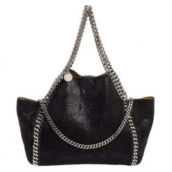 Stella Mccartney Black Faux Suede Reversible Falabella Tote For Women