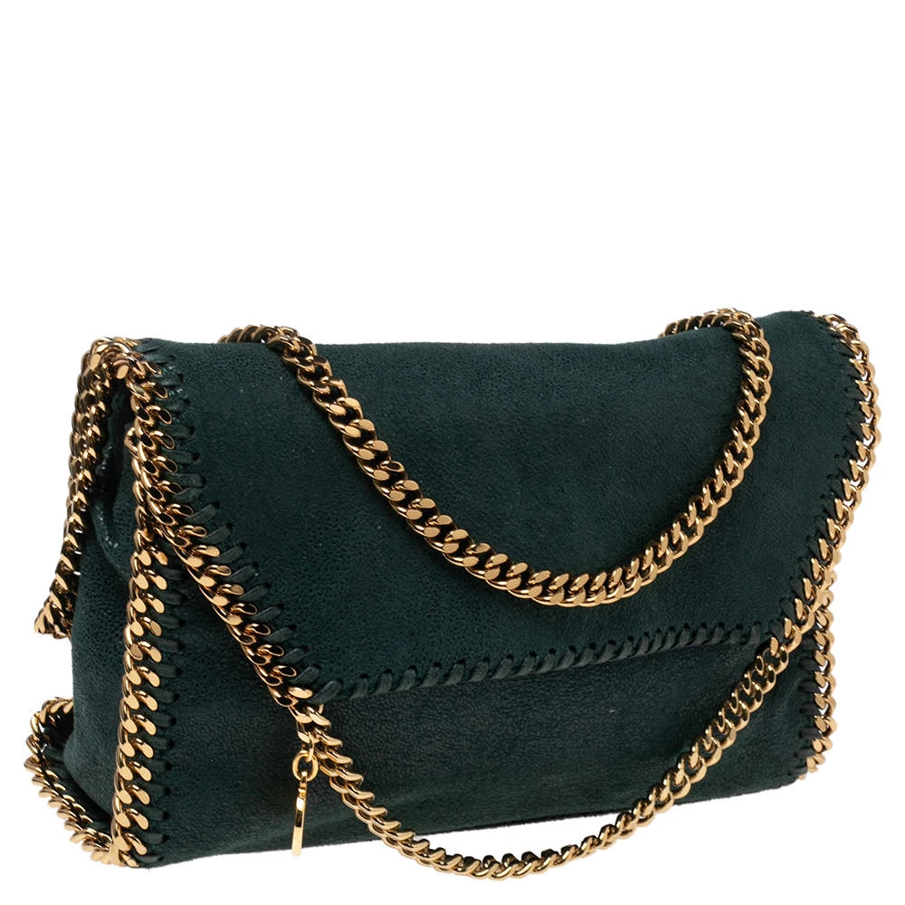 Stella McCartney Metallic Green Faux Suede Falabella Shoulder Bag For Women 5 Stella McCartney Metallic Green Faux Suede Falabella Shoulder Bag For Women - Image 3