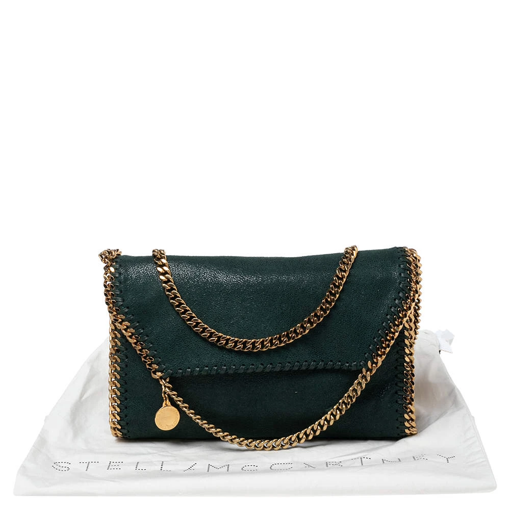 Stella McCartney Metallic Green Faux Suede Falabella Shoulder Bag For Women 11 Stella McCartney Metallic Green Faux Suede Falabella Shoulder Bag For Women - Image 9