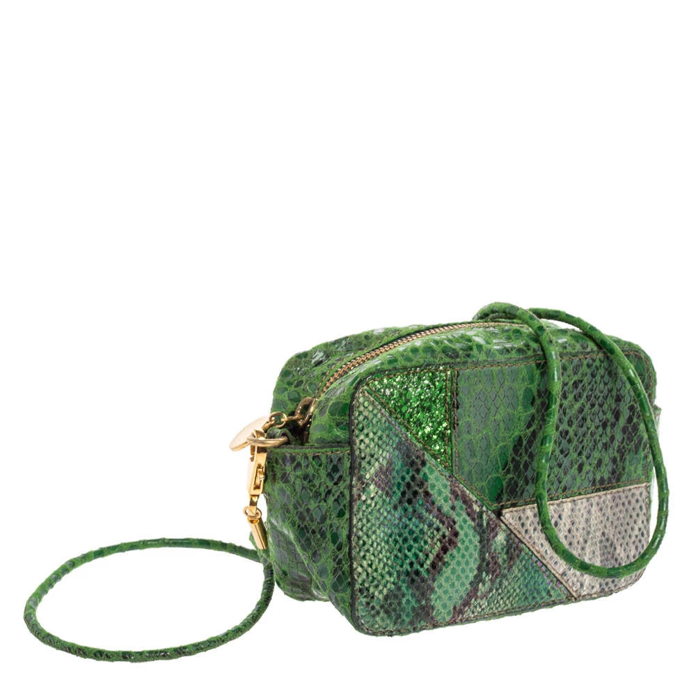 Stella McCartney Green Faux Python Effect Suede And Glitter Crossbody Bag For Women 5 Stella McCartney Green Faux Python Effect Suede And Glitter Crossbody Bag For Women - Image 3