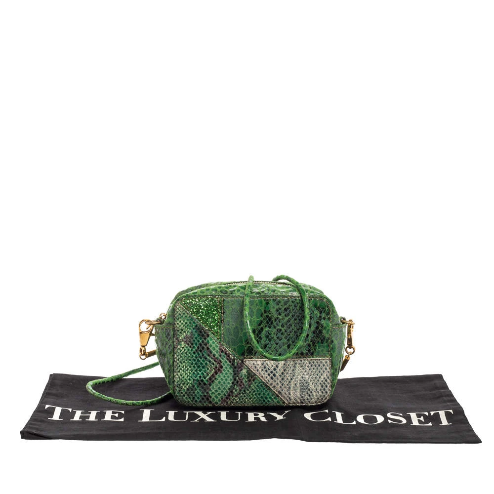 Stella McCartney Green Faux Python Effect Suede And Glitter Crossbody Bag For Women 12 Stella McCartney Green Faux Python Effect Suede And Glitter Crossbody Bag For Women - Image 10