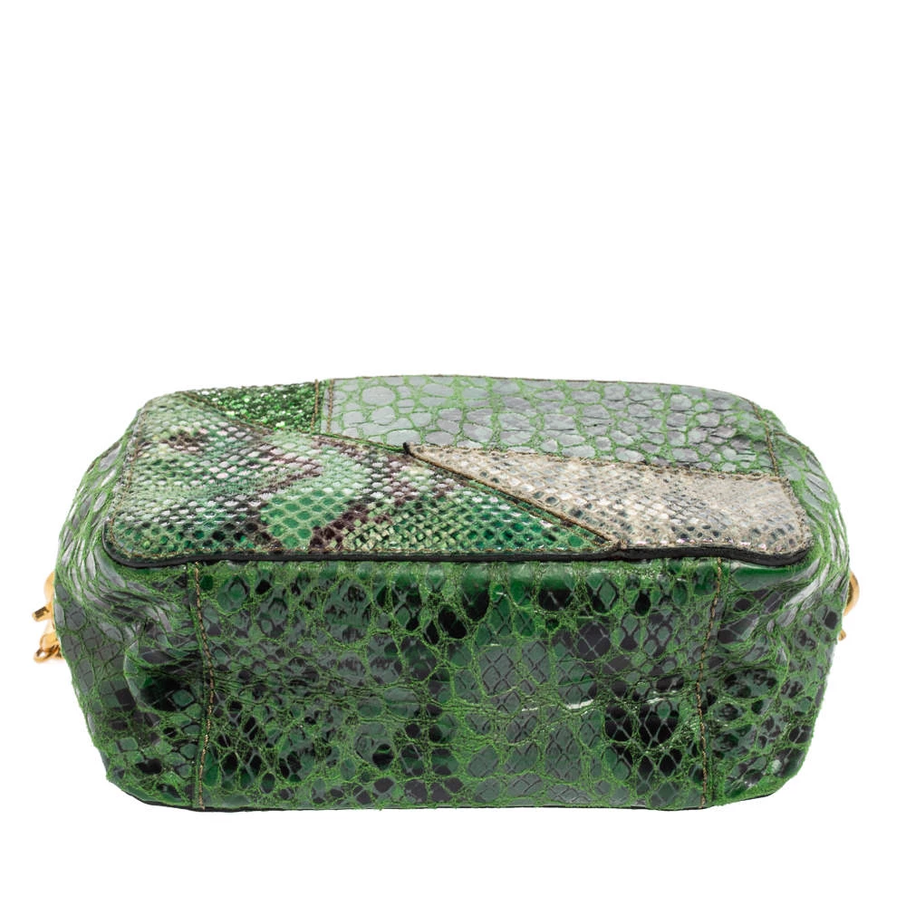 Stella McCartney Green Faux Python Effect Suede And Glitter Crossbody Bag For Women 8 Stella McCartney Green Faux Python Effect Suede And Glitter Crossbody Bag For Women - Image 6